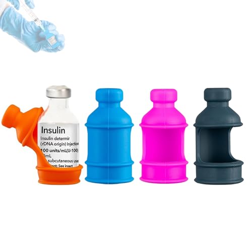 sijidou 4 Pack Insulin Vial Bottle Protector Sleeve for Diabetic Silicone Protective Case to Protect Insulin Vial from Breaking Suitable for 10ml Short Insulin Vials Pink Blue Orange Grey - Image 2
