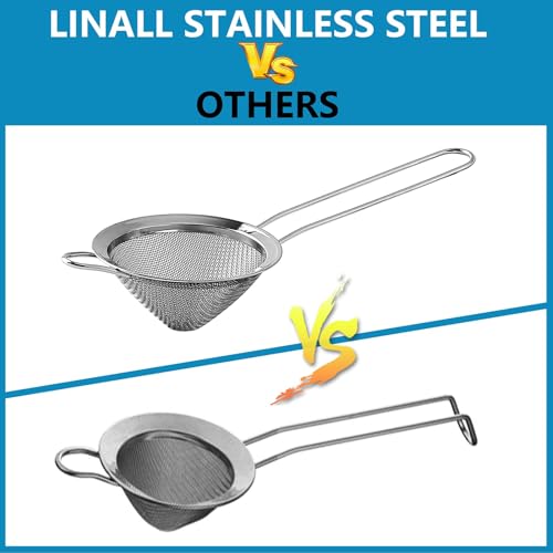 LINALL منخل شبكي ناعم للبار - منخل مخروطي من الفولاذ المقاوم للصدأ لمشروبات الكوكتيل، 3.5 بوصة (2 قطعة) - Image 5