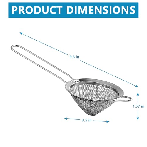 LINALL منخل شبكي ناعم للبار - منخل مخروطي من الفولاذ المقاوم للصدأ لمشروبات الكوكتيل، 3.5 بوصة (2 قطعة) - Image 3