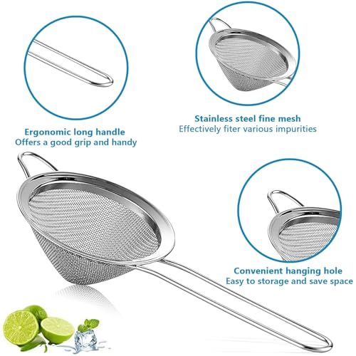 LINALL منخل شبكي ناعم للبار - منخل مخروطي من الفولاذ المقاوم للصدأ لمشروبات الكوكتيل، 3.5 بوصة (2 قطعة) - Image 4