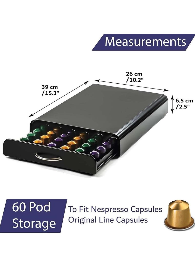 YIM-VIBEHAUS Coffee Pod Drawer, 36 Pcs Coffee Capsule Holder, Space-Saving Coffee Pods Organizer for Kitchen, Office (39 x 26 x 6.4 cm) - Image 2