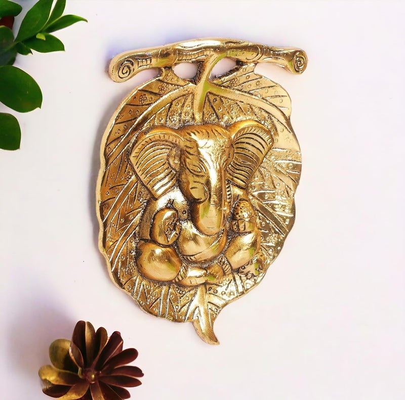 KridayKraft Metal Ganesha ji Statue Ganpati Wall Hanging Sculpture Lord Ganesh Idol Lucky Feng Shui Home Office Wall Décor & Gift on Diwali Wedding Decorative Showpiece Item - Image 1