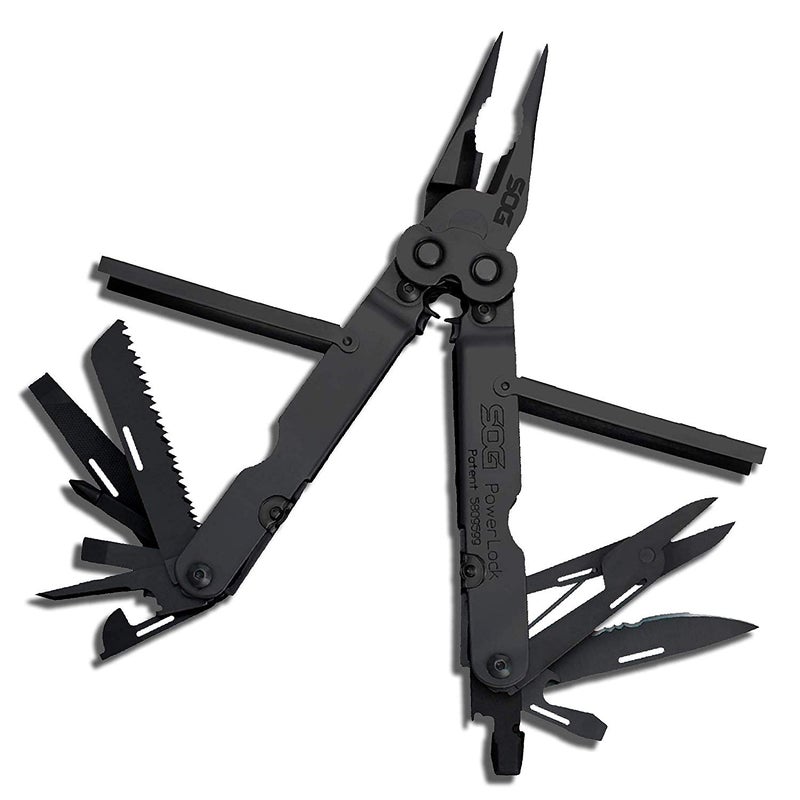 SOG PowerLock Multi-Tool- Compound Leverage Technology with EOD Crimper Device, 420 Stainless Steel Body, 18 Lightweight Specialty Tools (B61N-CP) , Black - Image 1