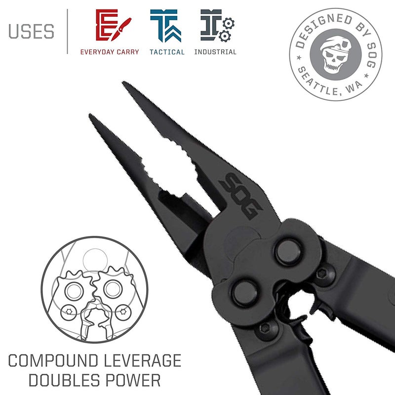 SOG PowerLock Multi-Tool- Compound Leverage Technology with EOD Crimper Device, 420 Stainless Steel Body, 18 Lightweight Specialty Tools (B61N-CP) , Black - Image 2
