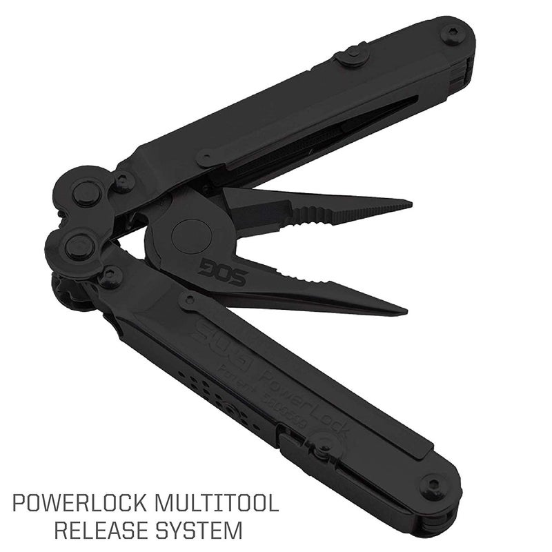 SOG PowerLock Multi-Tool- Compound Leverage Technology with EOD Crimper Device, 420 Stainless Steel Body, 18 Lightweight Specialty Tools (B61N-CP) , Black - Image 3