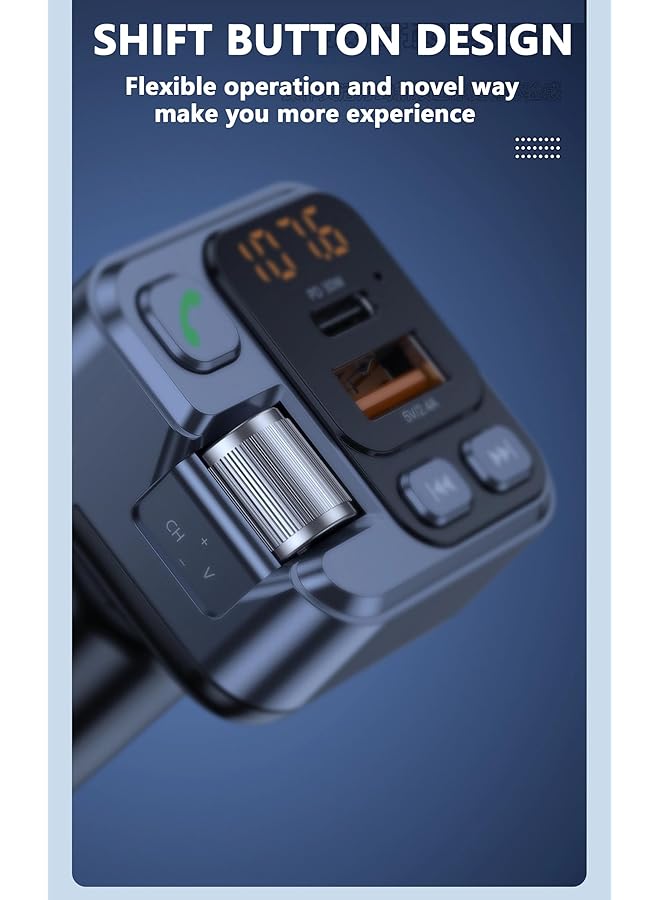 ULHYC Bluetooth 5.1 Fm Transmitter For Car, Stronger Microphone & Hifi Bass Sound Lossless Mp3 Player Car Multi-Functional Music Charger Fast Charging Cigarette Lighter - Image 5