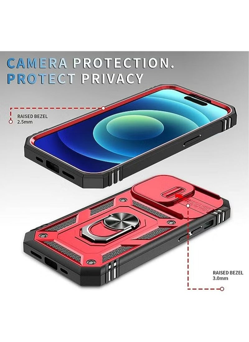 X-level iPhone 15 Pro Case Cover With 360° Rotate Magnetic Ring Kickstand Phone Holder And Slide Camera Len Cover Protector Anti-drop Anti-Scratch Anti-Dust Shockproof Protective Mobile Phone Accessory  - Image 4