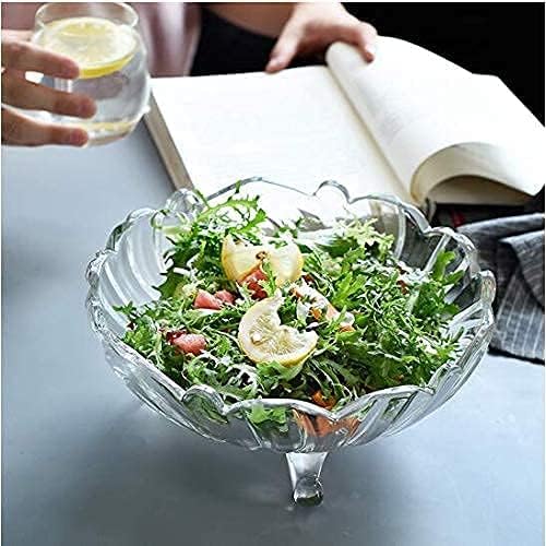 Dimitra Fruit Bowl Designer Glass Serving Fruit BowlVegetable Bowl Table Fruit Bowl Flat Base Fruit Bowl Dining Table Glass Serving Dinnerware Transparent Crystal Fruit Bowl - Image 4