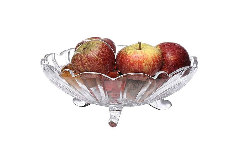 Dimitra Fruit Bowl Designer Glass Serving Fruit BowlVegetable Bowl Table Fruit Bowl Flat Base Fruit Bowl Dining Table Glass Serving Dinnerware Transparent Crystal Fruit Bowl - Image 2