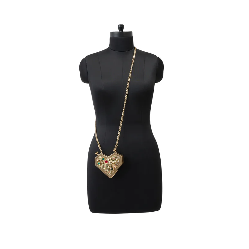 Anaar Anaar Tribe Slingette Multi Polki Stone Embellished Clutch Bag