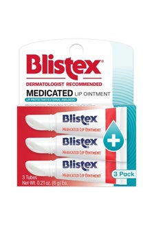 Blistex Blistex Medicated Lip Ointment, 0.21 Ounce Tube, Relieves Cold Sores & Helps Heal Dry Chapped Lips, Pain Relief from Lip Sores & Blisters, Healing Ointment, 3 Count(1 Pack) 