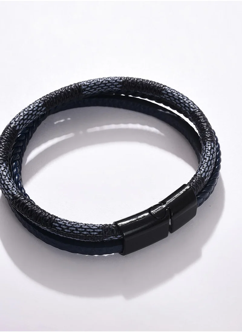 سوهي Blue Animal Print Leather Multistrand Bracelet