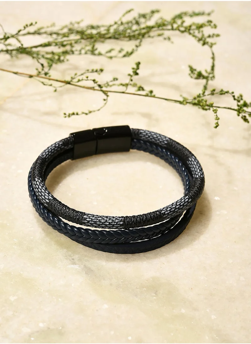 سوهي Blue Animal Print Leather Multistrand Bracelet