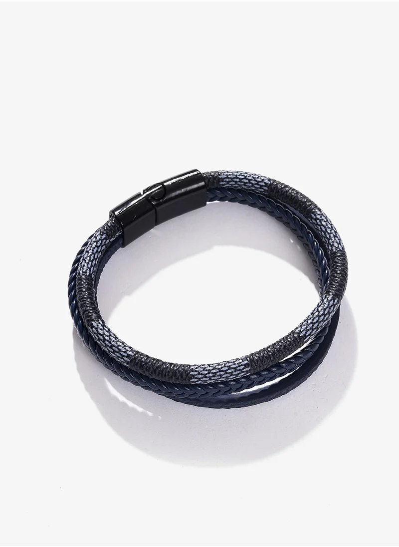 سوهي Blue Animal Print Leather Multistrand Bracelet