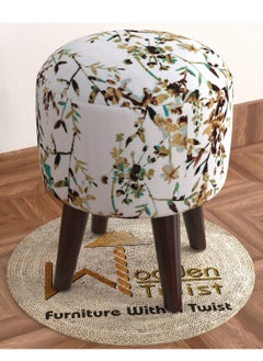 Wooden Twist Ottoman Stool For Living Room Pack Of 1  - Image 1