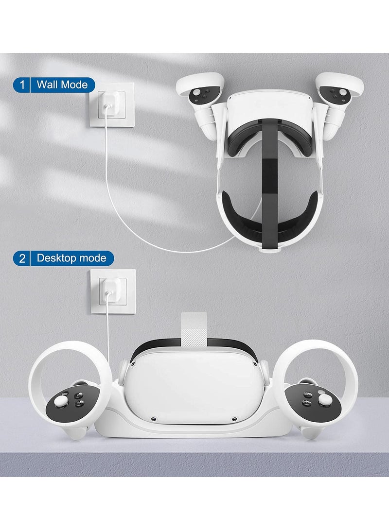 محطة شحن لجهاز Oculus Quest 2 قاعدة شحن USB لجهاز الواقع الافتراضي محطة شحن عالية السرعة مع ضوء تنفس لحامل Quest 2 وحامل تخزين للمقبض - Image 5