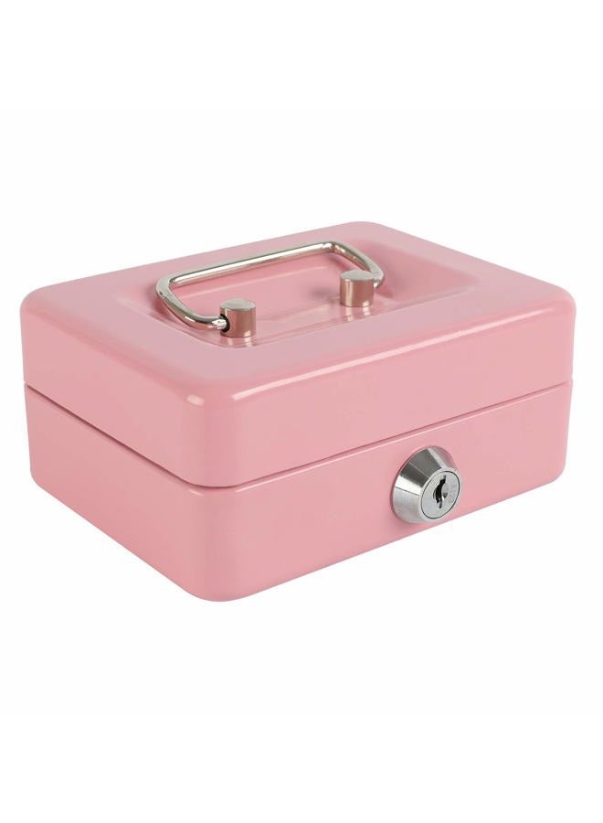 xydled Locking Steel Mini Cash Box with Removable Coin Tray and Key Lock for Kids, 4.92" x 3.74" x 2.36",Pink - Image 1