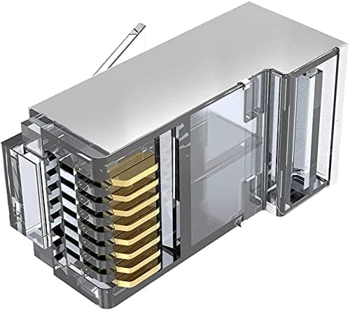 SETH ENTERPRISES Cat6 RJ45 Pass Through Connector 10pcs Pack, Shielded STP Ethernet Plug for 24-26 AWG Solid and Stranded Cable, Easy Crimp Modular Connector, 10Gbps 500MHz High Speed Network Plug - Image 2
