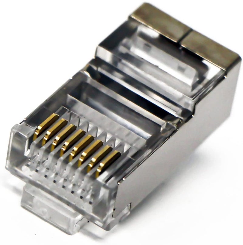 SETH ENTERPRISES Cat6 RJ45 Pass Through Connector 10pcs Pack, Shielded STP Ethernet Plug for 24-26 AWG Solid and Stranded Cable, Easy Crimp Modular Connector, 10Gbps 500MHz High Speed Network Plug - Image 4