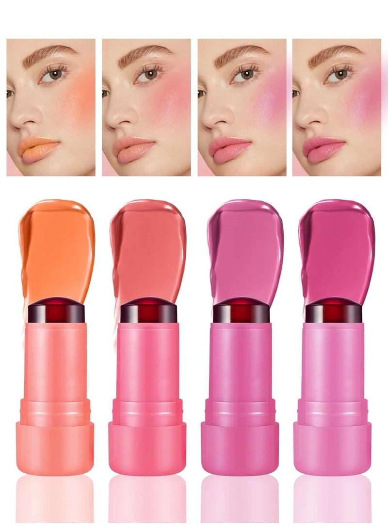 Gege Bear Jelly Blush Stick for Cheeks & Lips | 2-in-1 Tinted Lip Gloss & Blush | Glossy Dewy Finish | Hydrating Glycerin Formula | Dewy Glass-Skin Glow | Water-Based Lightweight Jelly | Easy Bare-Hand Application | Buildable Shades | Twist-Up Blush Stick for Women & Girls (01# Asian Hotties, 7g) - Image 4