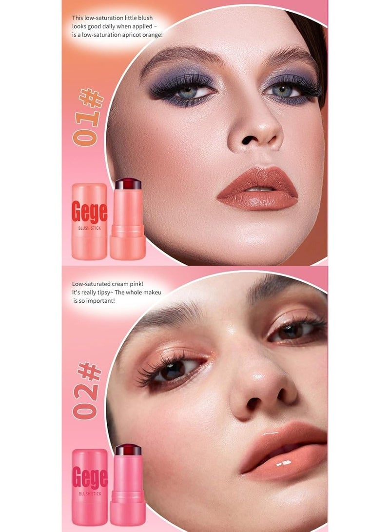 Gege Bear Jelly Blush Stick for Cheeks & Lips | 2-in-1 Tinted Lip Gloss & Blush | Glossy Dewy Finish | Hydrating Glycerin Formula | Dewy Glass-Skin Glow | Water-Based Lightweight Jelly | Easy Bare-Hand Application | Buildable Shades | Twist-Up Blush Stick for Women & Girls (01# Asian Hotties, 7g) - Image 3