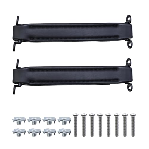 Woogim 2PCS Black Vintage Leather AMP Amplifier Handles 8.27" Replacement Strap Handle with Mounting Screws for Amplifiers Suitcases - Image 1