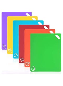BWSJ 6  Cutting Board Extra Thick Flexible Plastic Chopping Board Mats with Food Icons 12 MM Tickness Hanging Design Dishwasher Safety  - Image 1
