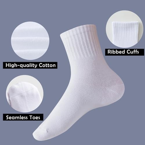 EPEIUS Unisex Kids Crew Socks Toddler Boys Dress Sox Soft Cotton Seamless School Socks for Girls 3-5 Years White 4 Pairs Size S - Image 3