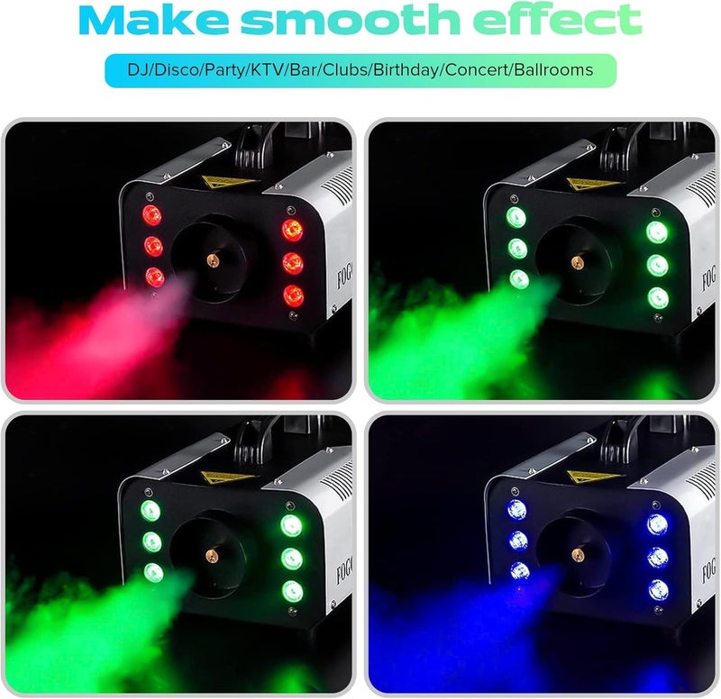 da.beatz. DaBeatz Fog Machine 1200W with Wireless Remote Control & 6 Colorful LED Lights – Professional Smoke Machine for Halloween, Christmas, Wedding, DJ Party, Stage & Outdoor Events - Image 4