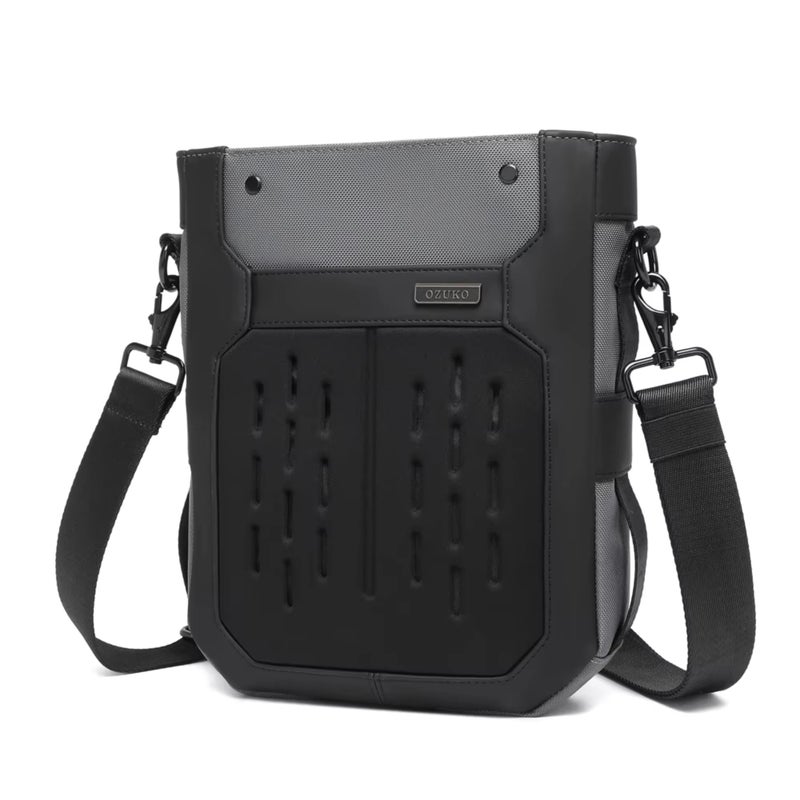 OZUKO حقيبة كتف متقاطعة مقاومة للماء مع إغلاق مغناطيسي، تصميم مضاد للسرقة، حقيبة حضرية يومية متعددة المقصورات، رمادي، 9783 - Image 1