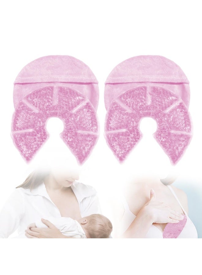 CONBELLA حزمة علاج الثدي من هلام الجل الساخن والبارد، أكياس ثلج للثدي للرضاعة، تخفيف لآلام الرضاعة، التهاب الثدي، احتقان الثدي، انسداد القنوات، تعزيز تدفق الحليب وإنتاجه (#19 وردي) - Image 1