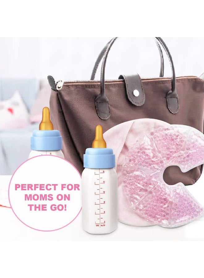 CONBELLA حزمة علاج الثدي من هلام الجل الساخن والبارد، أكياس ثلج للثدي للرضاعة، تخفيف لآلام الرضاعة، التهاب الثدي، احتقان الثدي، انسداد القنوات، تعزيز تدفق الحليب وإنتاجه (#19 وردي) - Image 5