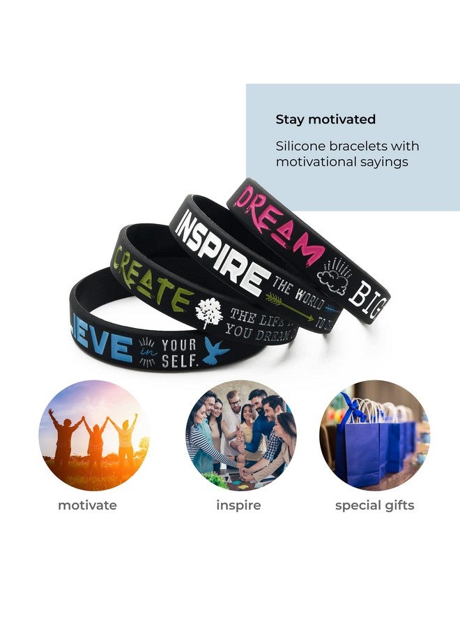 Inkstone "Dream Believe Inspire Create Silicone Wristbands Inspirational Message Rubber Bracelets - Image 4