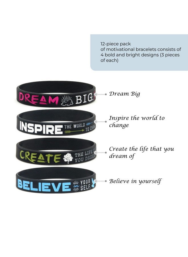 Inkstone "Dream Believe Inspire Create Silicone Wristbands Inspirational Message Rubber Bracelets - Image 2