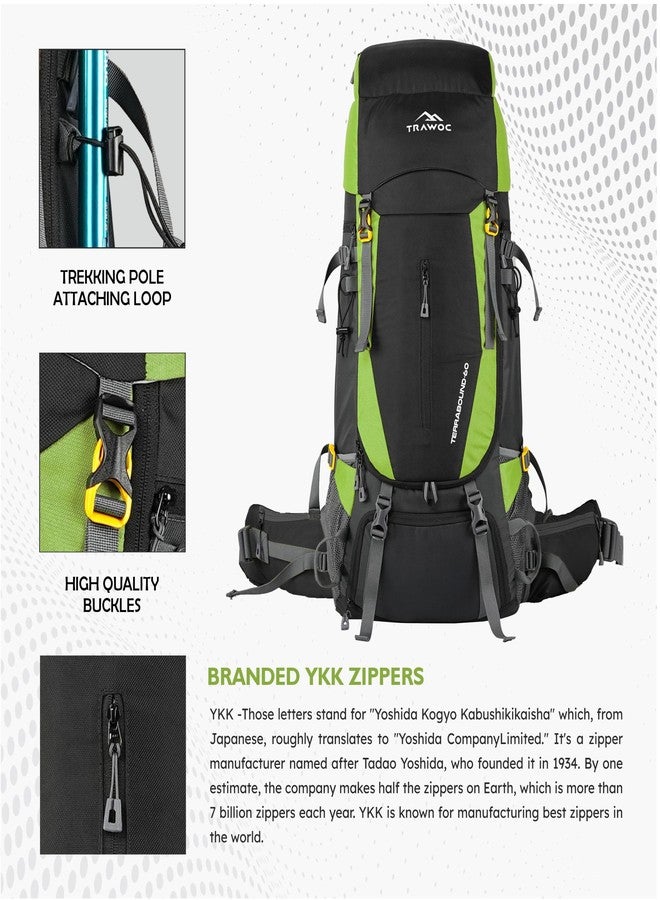 TRAWOC TERRABOUND 60 Liter Camping Backpack Trekking Hiking Ruckssack Travel Bag Front & Top Loading Laptop/Rain Cover/Shoe Compartment, HK014,Green - Image 2