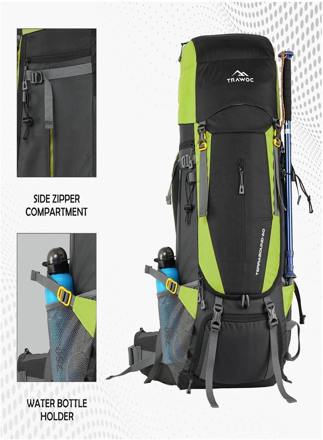 TRAWOC TERRABOUND 60 Liter Camping Backpack Trekking Hiking Ruckssack Travel Bag Front & Top Loading Laptop/Rain Cover/Shoe Compartment, HK014,Green - Image 5