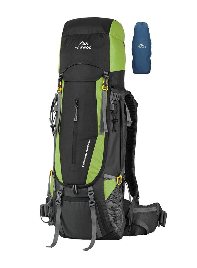 TRAWOC TERRABOUND 60 Liter Camping Backpack Trekking Hiking Ruckssack Travel Bag Front & Top Loading Laptop/Rain Cover/Shoe Compartment, HK014,Green - Image 1