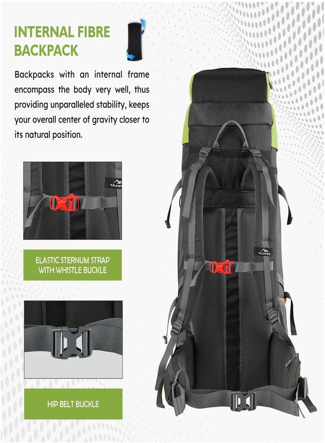 TRAWOC TERRABOUND 60 Liter Camping Backpack Trekking Hiking Ruckssack Travel Bag Front & Top Loading Laptop/Rain Cover/Shoe Compartment, HK014,Green - Image 3