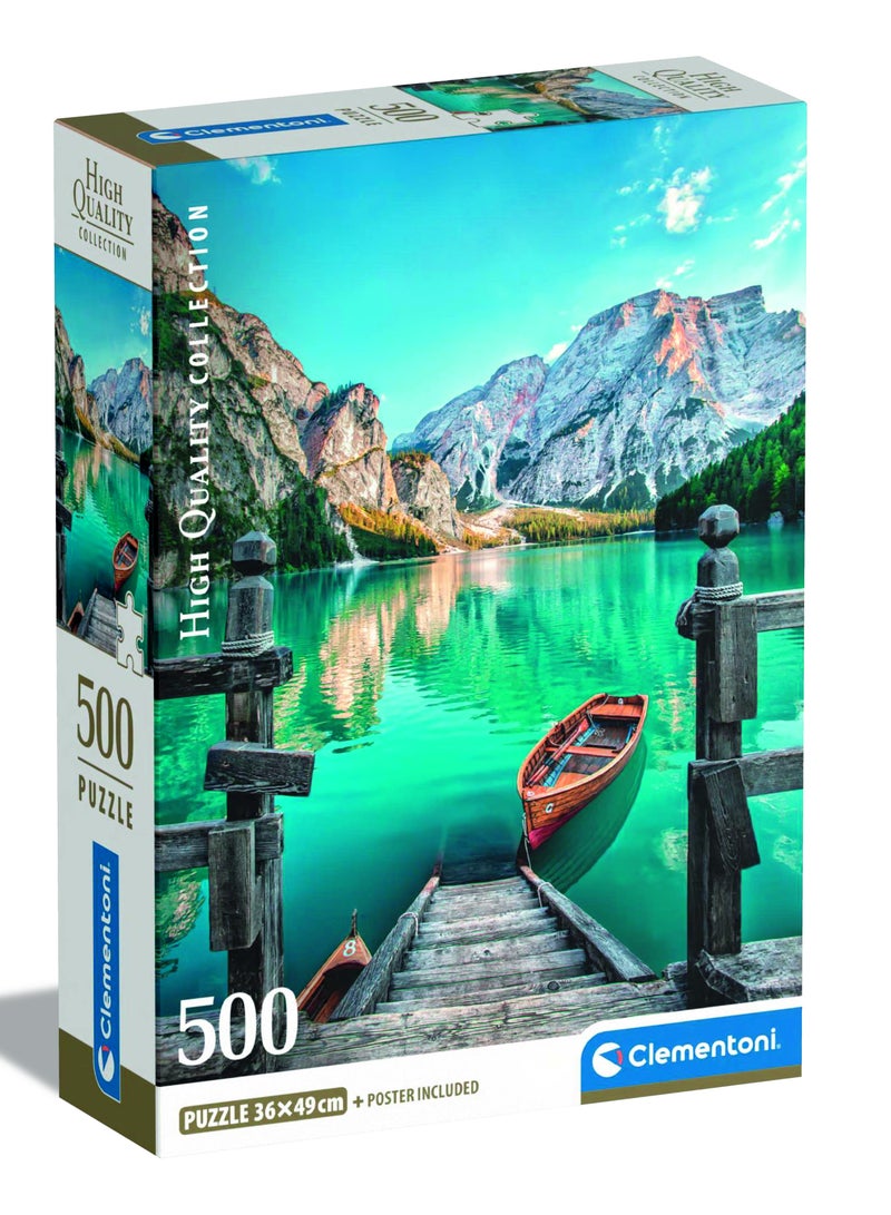 Clementoni Puzzle HQC Braise Lake+Poster 500 Pieces | Jigsaw Puzzle | Puzzle for Adults | Challenging Puzzle | Perfect for Stress Reliever and Puzzle Lovers | Made in Italy - Image 1