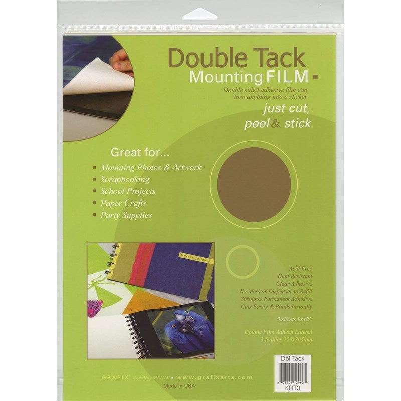Grafix Double Tack Mounting film 9inX12in 3/Pkg