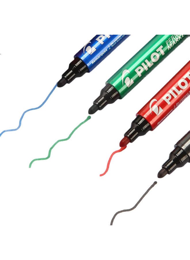 Pilot Oil-Based Marker Pen, Knife-Shaped Quick-Drying Marker, Sca-400 4Mm Black, 12-Pack - Image 1