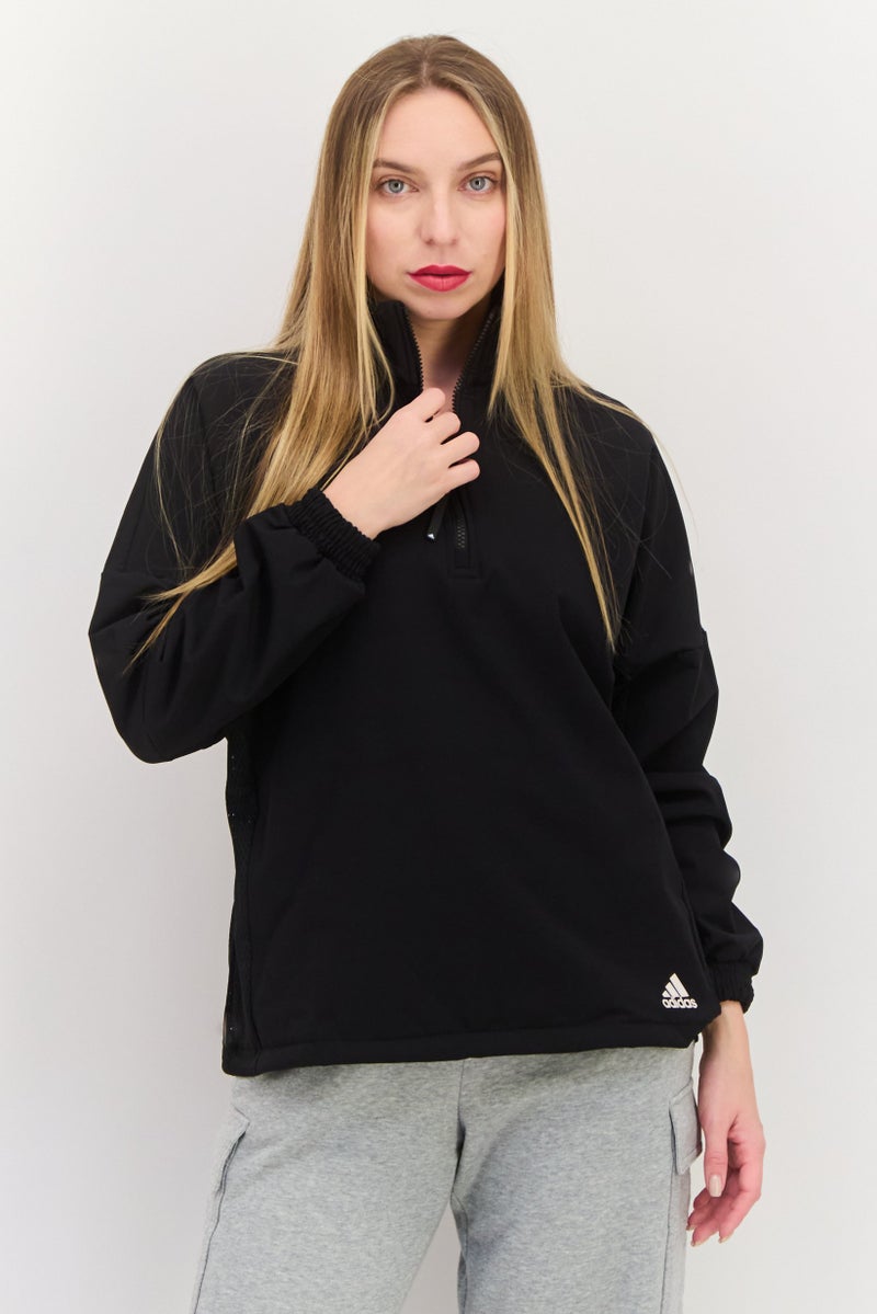 Adidas جاكيت تدريب كامل بسحاب للنساء، أسود - Image 1