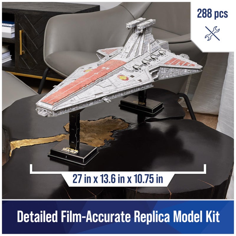 4D Build Star Wars Deluxe Venator-Class Star Destroyer 3D Model Kit, Star Wars Collectibles & Desk Decor, Adult Puzzle, Building Toys, 288 Pieces, 3D Puzzles for Ages 12 & Up - Image 2