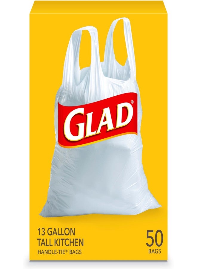 Glad Tall Kitchen Trash Bags 13 Gallon, Unscented Garbage Bags, Handle-Tie, 50 Count - Image 1