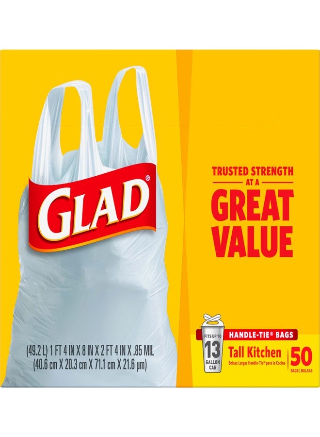 Glad Tall Kitchen Trash Bags 13 Gallon, Unscented Garbage Bags, Handle-Tie, 50 Count - Image 3
