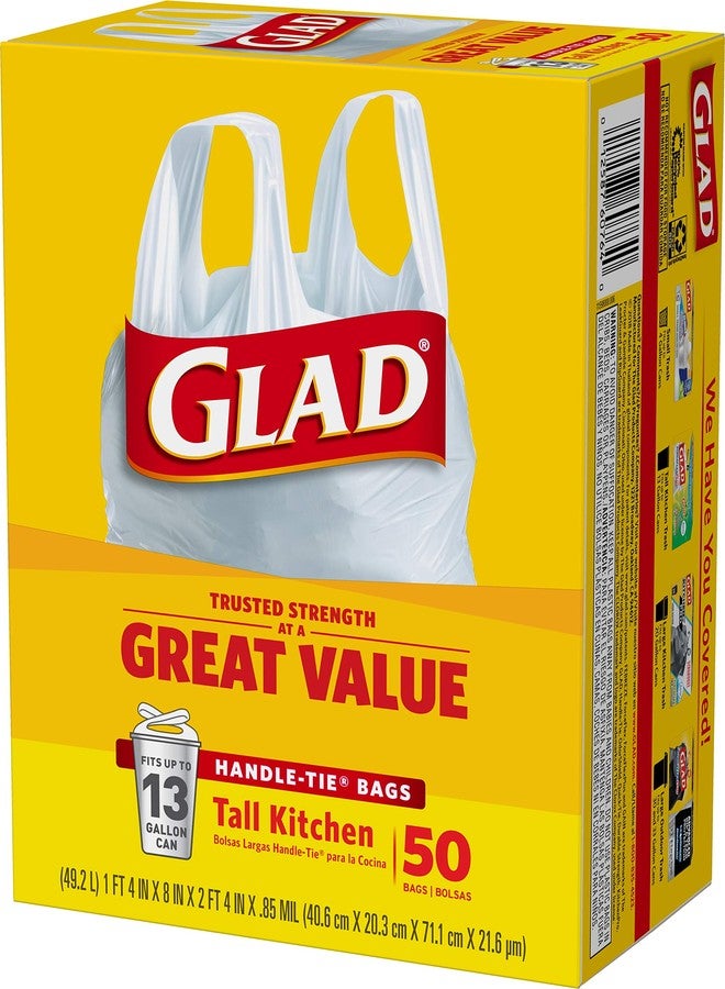 Glad Tall Kitchen Trash Bags 13 Gallon, Unscented Garbage Bags, Handle-Tie, 50 Count - Image 5