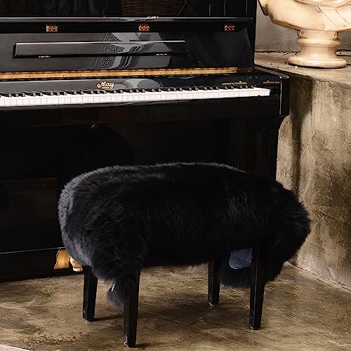 LLB Genuine Sheepskin Area Rug Wool Rug Fur Carpet Fluffy Shaggy Fur Rug for Living Room Kids Bedroom Real Sheepskin Throw Lambskin Rugs Sofa Mat Chair Seat Covers (Black, 2 x 3 ft Sheepskin) - Image 4