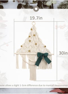 Antikiano Macrame Christmas Tree, Wall Hanging Boho Home Décor Tapestry, Christmas Ornament for Bedroom Living Room Apartment Dorm Gallery, Handmade Gift for Christmas Wall Art  - Image 1