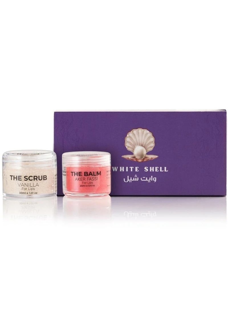 وايت شيل مقشر الشفاه بالفانيليا 30 مل وبلسم الشفاه أكر فاسي 20 مل - Image 1