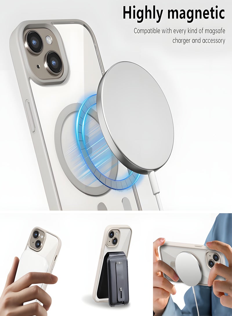 Magsafe Case for iPhone 15 Magsafe Clear Cover Magnetic Wireless Charging Support, Shockproof Protection, Scratch-Resistant for iPhone 15 - Natural  Titanium - Image 4
